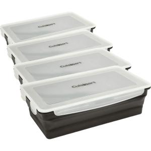 Cuisinart XL Collapsible Marinating Container, Large Capacity Grill Accessories Perfect for BBQs and Tailgates, Marinade and Brining Prep, Collapsible Silicone for Easy Storage((Pack of 4))