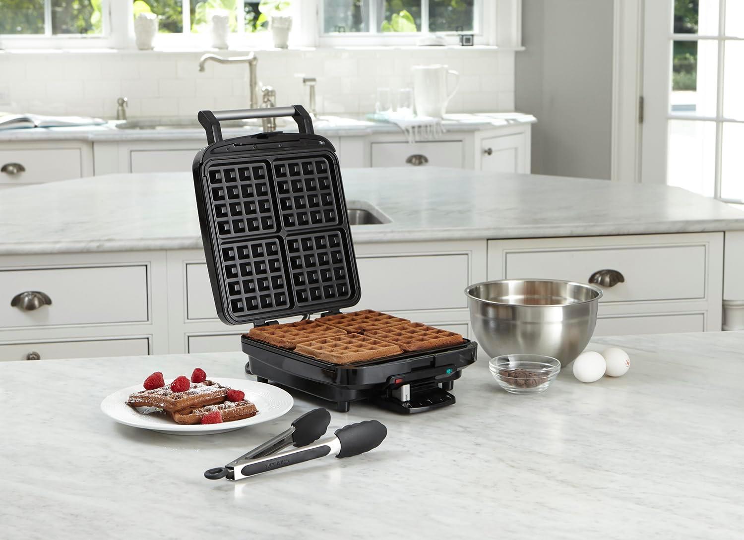 imageCuisinart 4Slice Belgian Waffle Maker Stainless SteelBlack WAF150P1New Square Classic