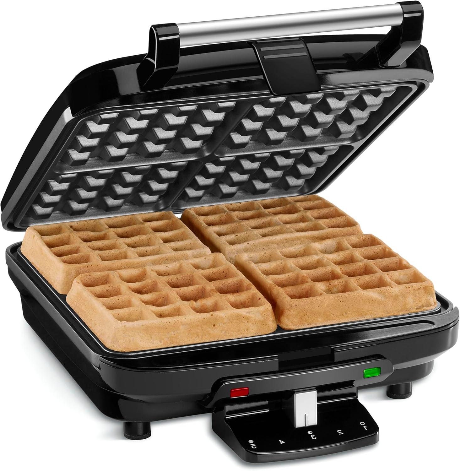 imageCuisinart 4Slice Belgian Waffle Maker Stainless SteelBlack WAF150P1New Square Classic