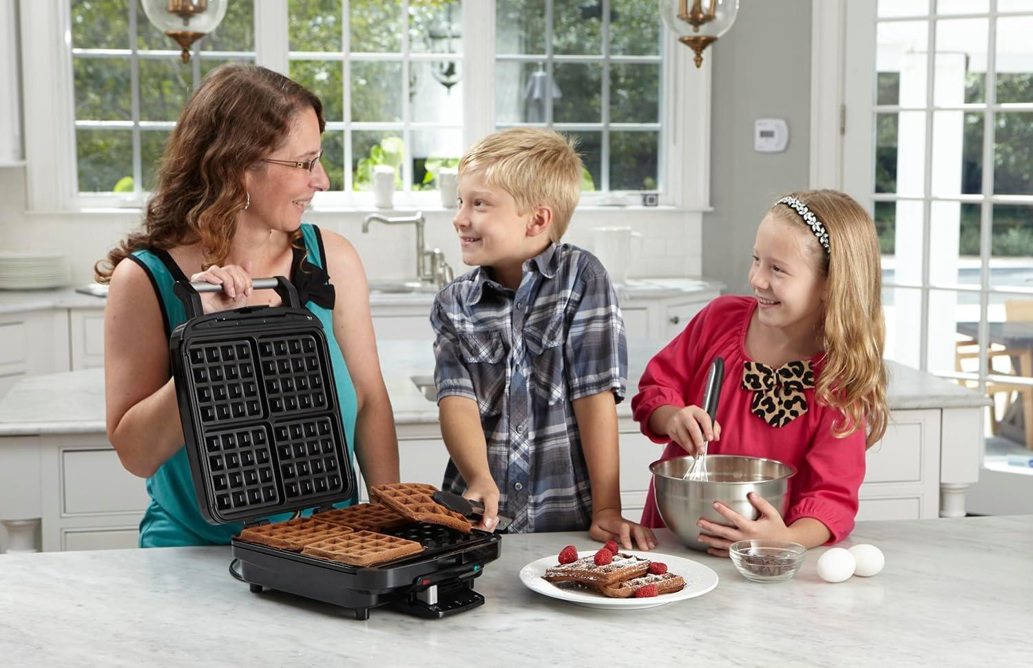 imageCuisinart 4Slice Belgian Waffle Maker Stainless SteelBlack WAF150P1New Square Classic