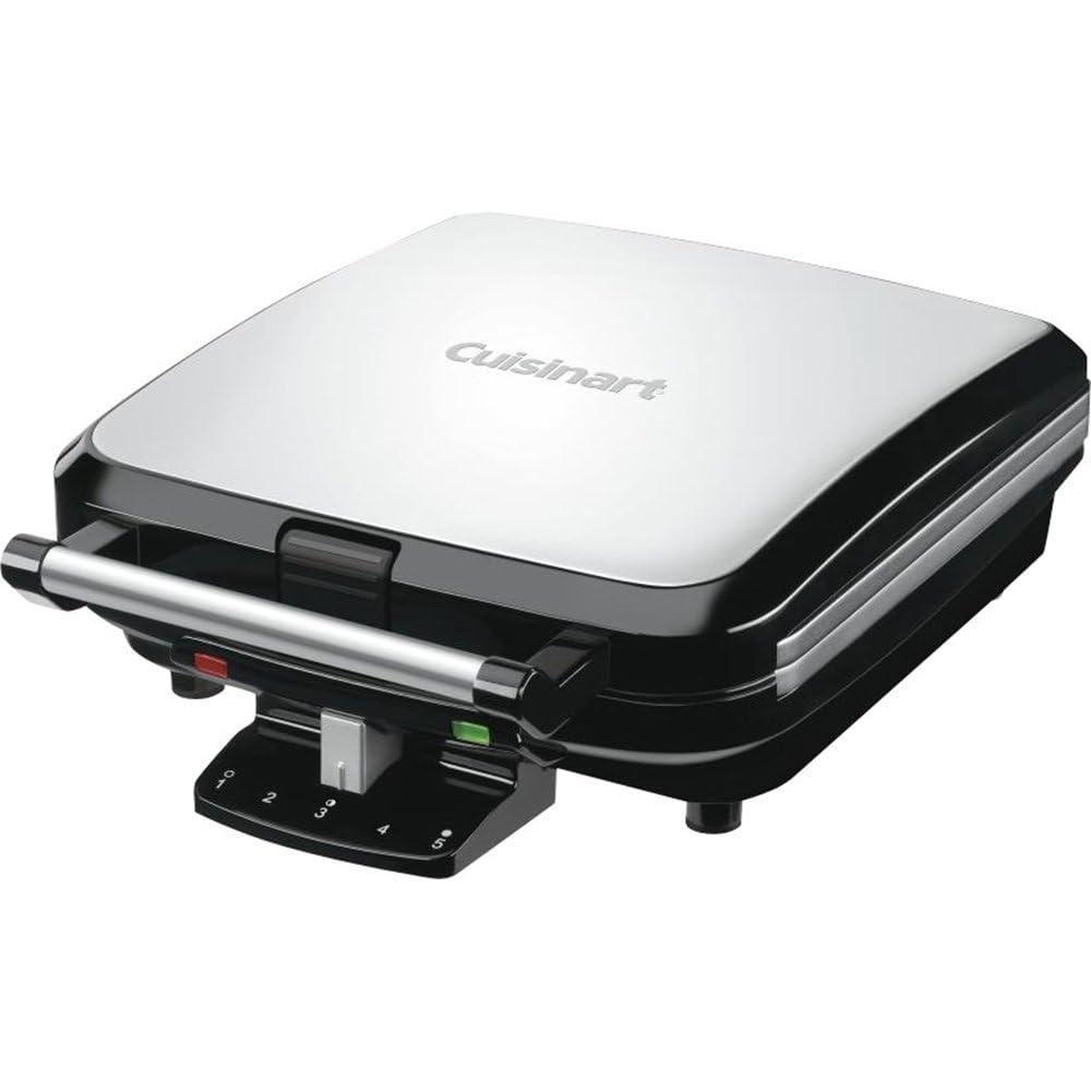 imageCuisinart 4Slice Belgian Waffle Maker Stainless SteelBlack WAF150P1Square Classic