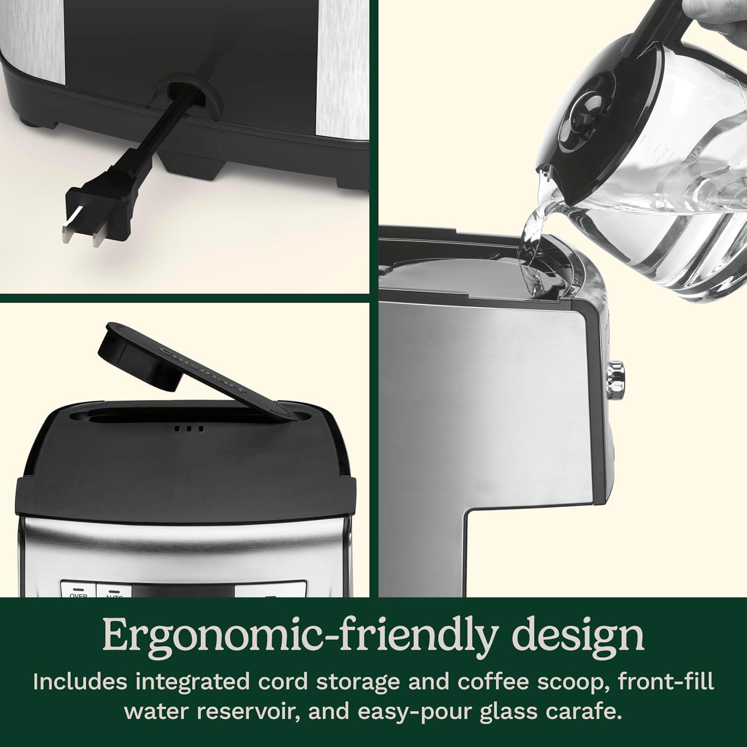 imageCuisinart Coffee Maker 14Cup PerfecTemp Programmable Coffee Machine Glass Carafe with 14 Cup Setting Brew Strength Control Brew Pause and Over Ice Function Black Stainless Steel DCC3500BKSStainless Steel