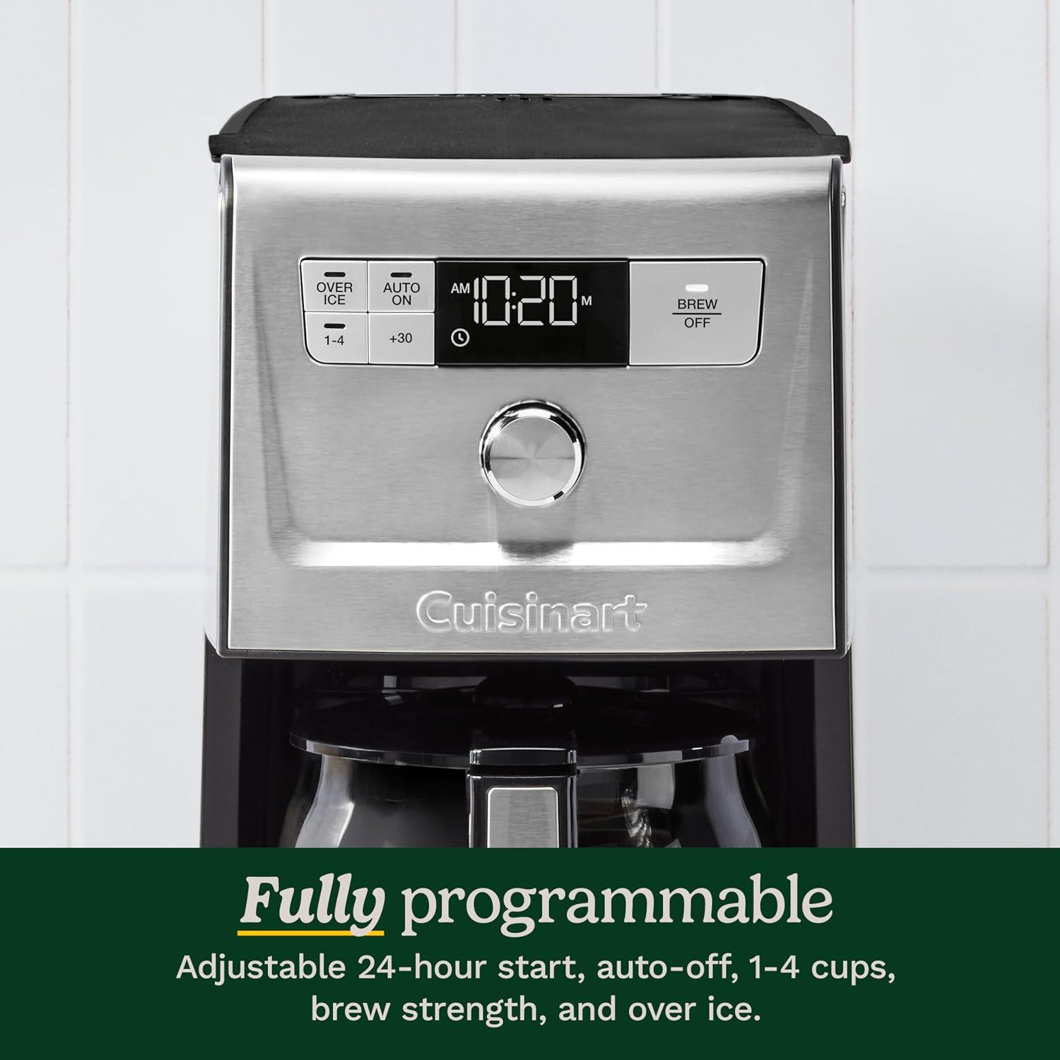 imageCuisinart Coffee Maker 14Cup PerfecTemp Programmable Coffee Machine Glass Carafe with 14 Cup Setting Brew Strength Control Brew Pause and Over Ice Function Black Stainless Steel DCC3500BKSStainless Steel