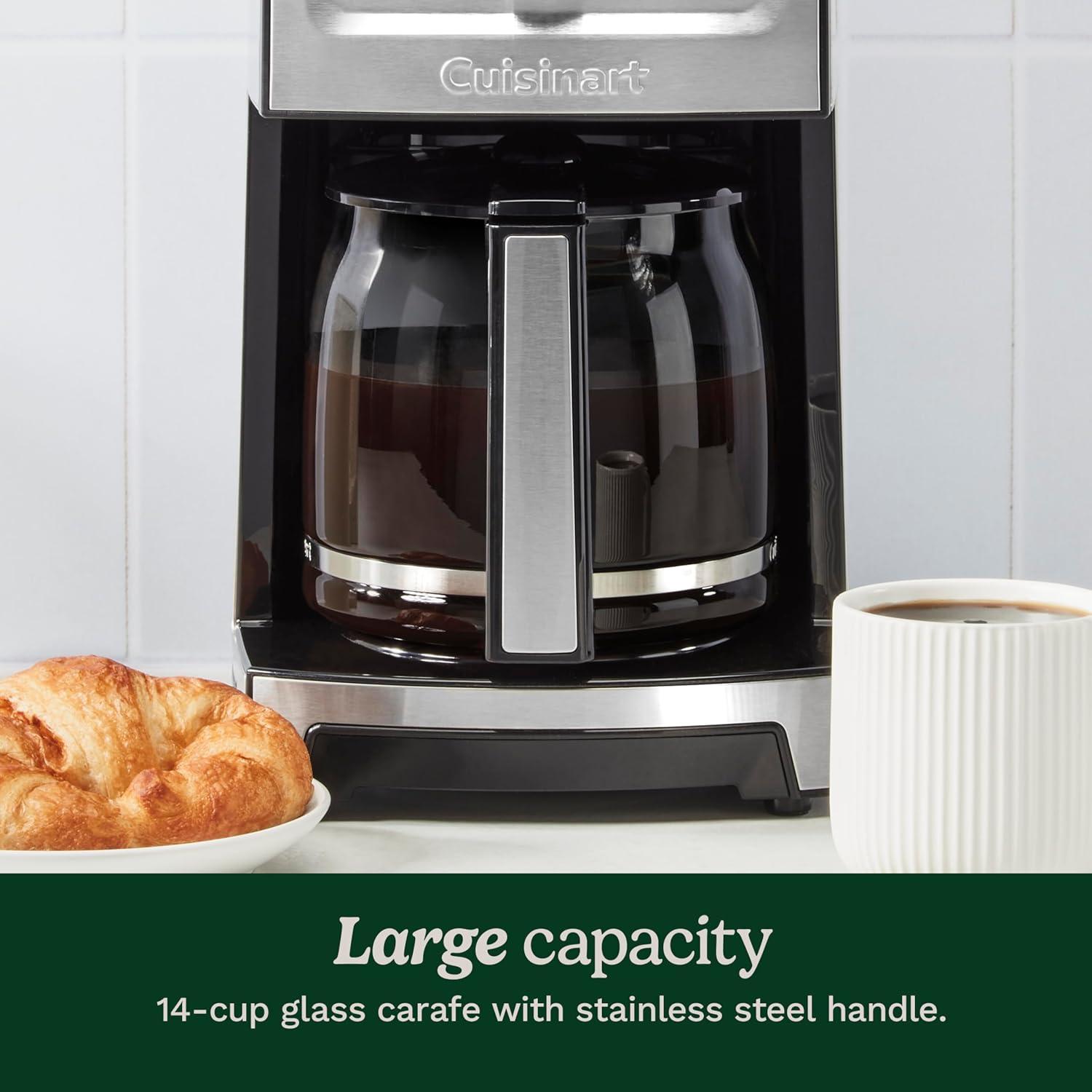 imageCuisinart Coffee Maker 14Cup PerfecTemp Programmable Coffee Machine Glass Carafe with 14 Cup Setting Brew Strength Control Brew Pause and Over Ice Function Black Stainless Steel DCC3500BKSWhite