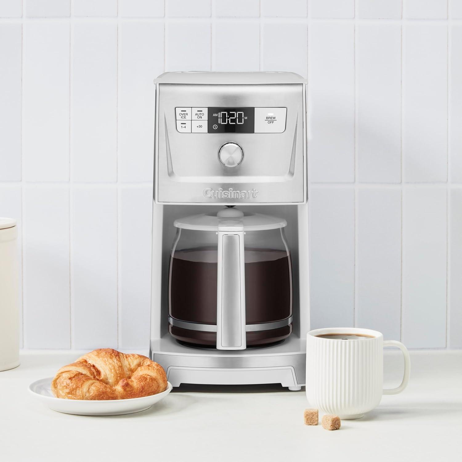 imageCuisinart Coffee Maker 14Cup PerfecTemp Programmable Coffee Machine Glass Carafe with 14 Cup Setting Brew Strength Control Brew Pause and Over Ice Function Black Stainless Steel DCC3500BKSWhite