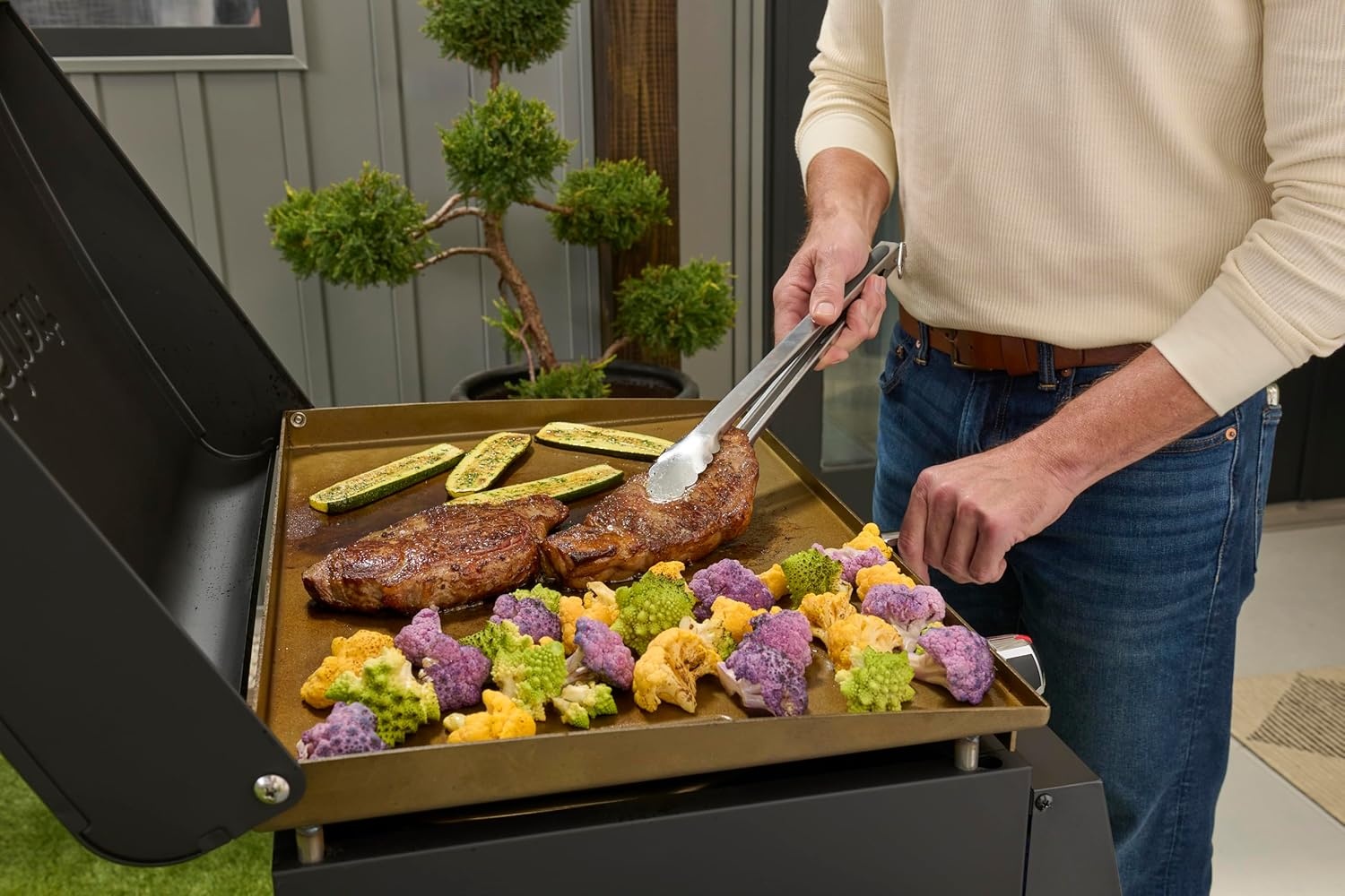 imageCuisinart 22 Tabletop Gas Griddle with Hood Easy Assembly Compact Outdoor FlatTop Grill with Grease Cup 300 Sq In Cooking Space Perfect for Camping Tailgates amp BBQs