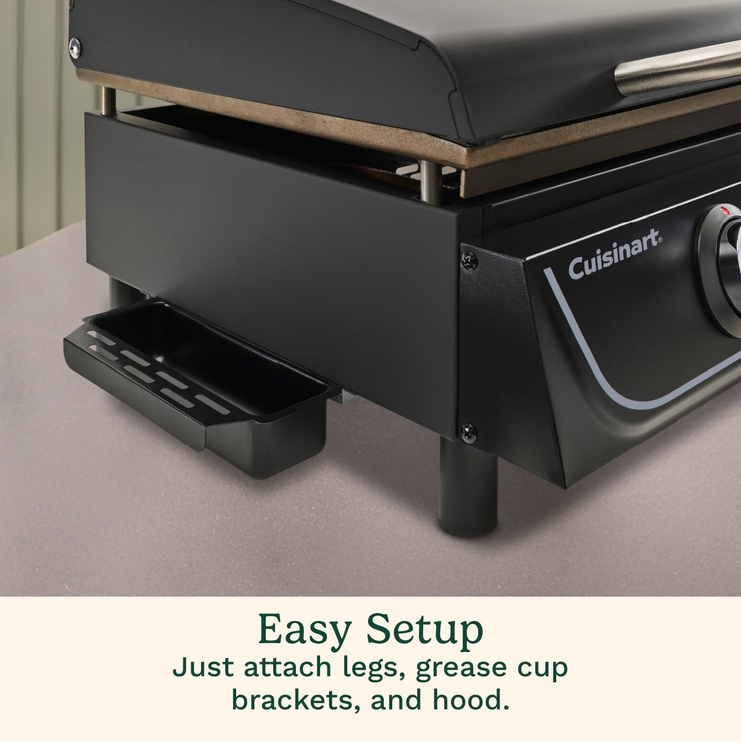 imageCuisinart 22 Tabletop Gas Griddle with Hood Easy Assembly Compact Outdoor FlatTop Grill with Grease Cup 300 Sq In Cooking Space Perfect for Camping Tailgates amp BBQs