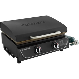 Cuisinart 22” Tabletop Gas Griddle with Hood, Easy Assembly Compact Outdoor Flat-Top Grill with Grease Cup, 300 Sq. In Cooking Space Perfect for Camping, Tailgates & BBQs