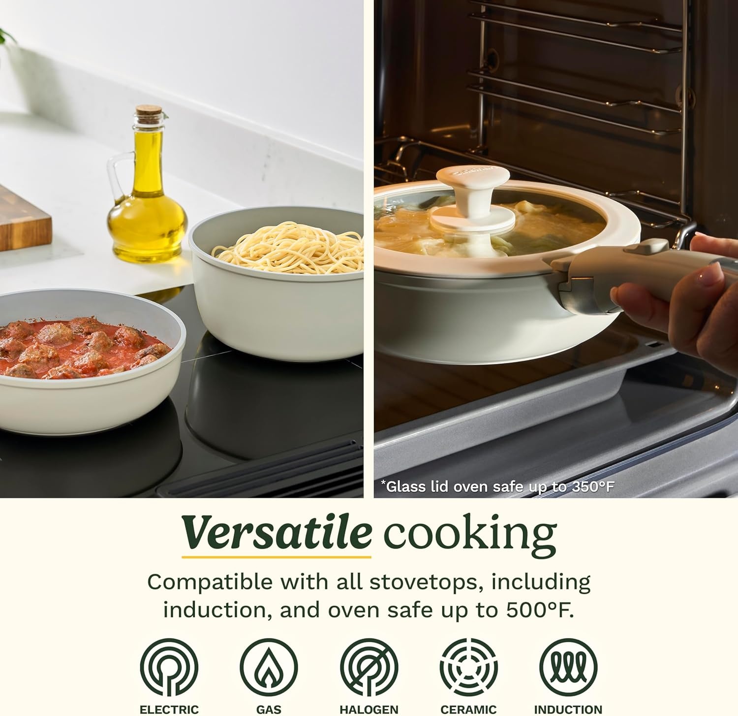 image:imageCuisinart 13Pc ClickSmart Nonstick Detachable Handle Ceramic Cookware Pots and Pans Set Stackable SpaceSaving Design Compatible with All Stovetops Induction amp Oven Safe PURELYCERAMICTahini