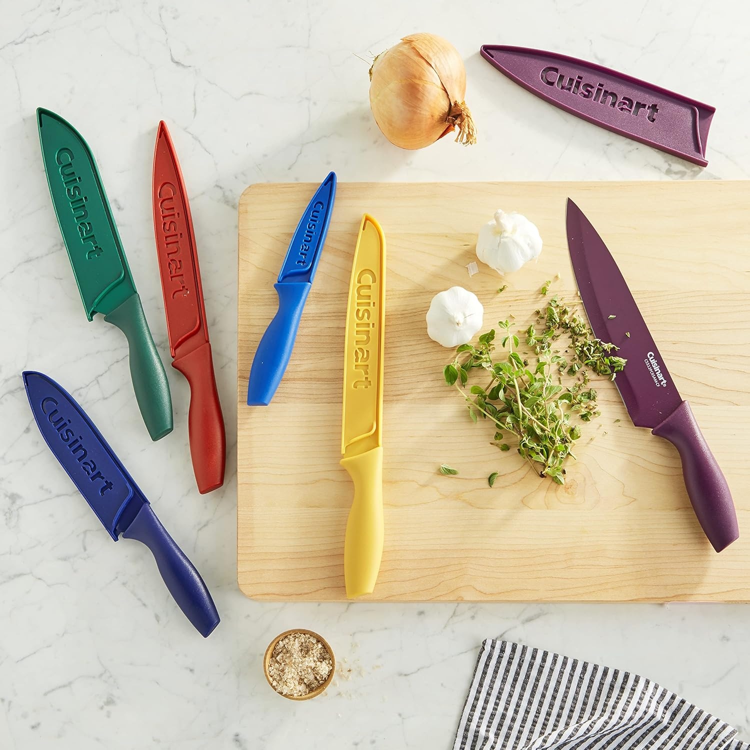 image:imageCuisinart Knife Set 12pc Ceramic Coated Knife Set with 6 Blades amp 6 Blade Guards Lightweight Stainless Steel Durable amp Dishwasher Safe Soft BlackColor MultiColor