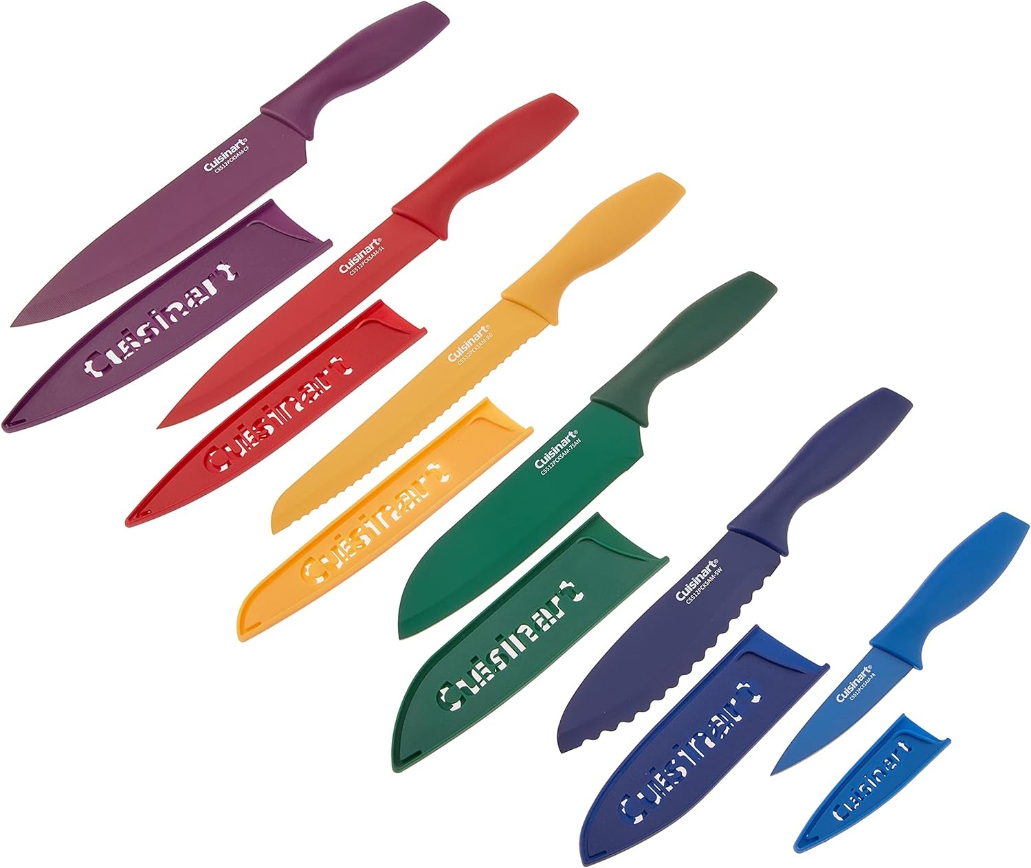 image:imageCuisinart Knife Set 12pc Ceramic Coated Knife Set with 6 Blades amp 6 Blade Guards Lightweight Stainless Steel Durable amp Dishwasher Safe Soft BlackColor MultiColor
