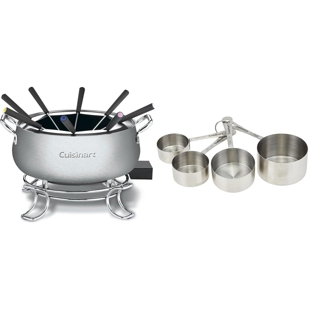 image:imageCuisinart Fondue Pot 3 Quart For Chocolate Cheese Broth Oil Stainless Steel CFO3SSP1 amp CTG00SMC Stainless Steel Measuring Cups Set of 4Silver