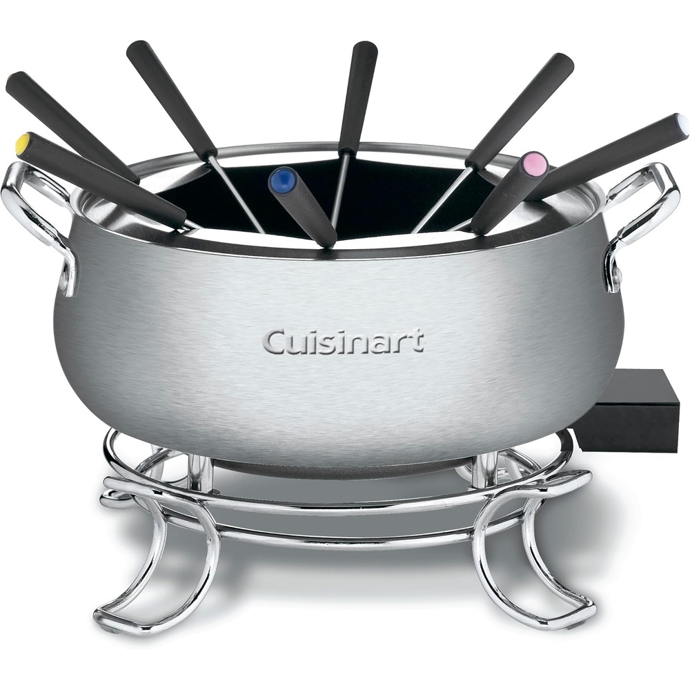 image:imageCuisinart Fondue Pot Set 3Quart Stainless Steel Electric Fondue Pot for Chocolate Cheese Broth and Oil Includes 8 Forks Temperature Control Nonstick Interior Dishwasher Safe CFO3SSNASPot