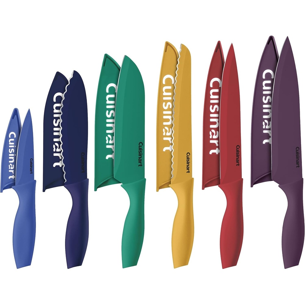 image:imageCuisinart Knife Set 12pc Ceramic Coated Knife Set with 6 Blades amp 6 Blade Guards Lightweight Stainless Steel Durable amp Dishwasher Safe Soft BlackColor MultiColor