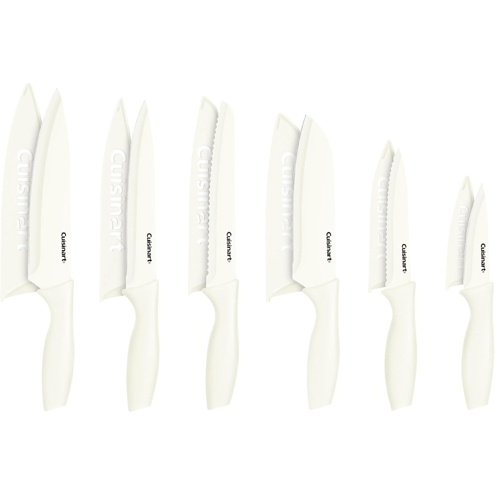 image:imageCuisinart Knife Set 12pc Ceramic Coated Knife Set with 6 Blades amp 6 Blade Guards Lightweight Stainless Steel Durable amp Dishwasher Safe Soft BlackCream