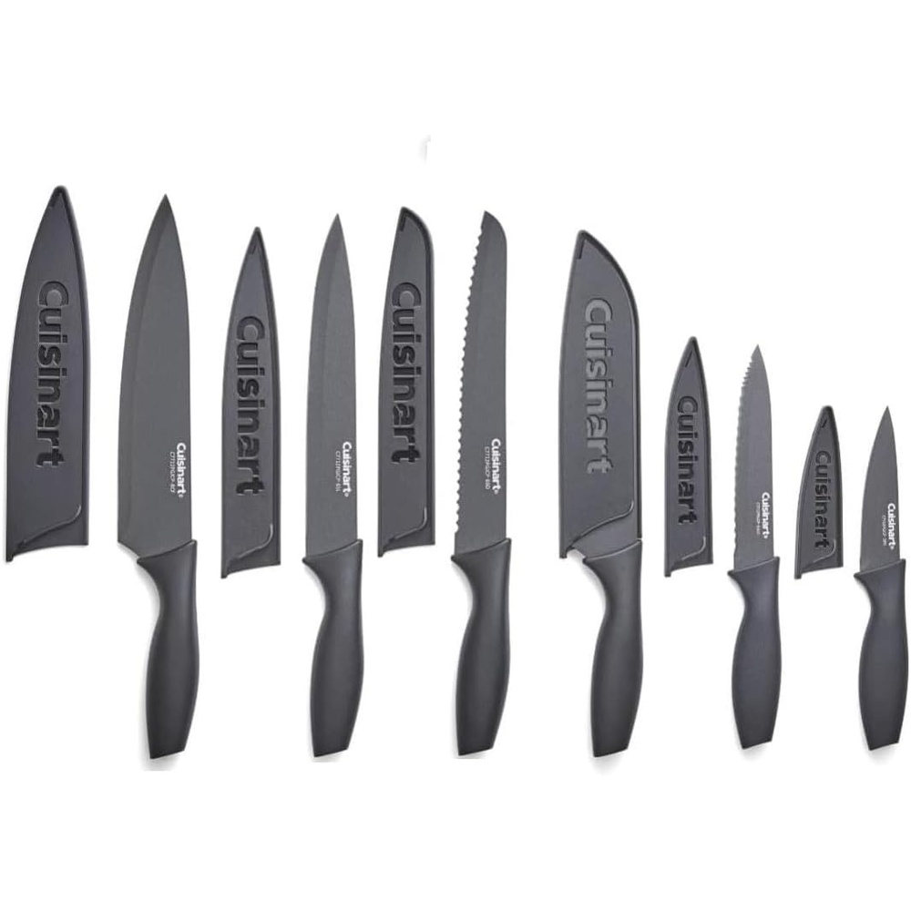 image:imageCuisinart Knife Set 12pc Ceramic Coated Knife Set with 6 Blades amp 6 Blade Guards Lightweight Stainless Steel Durable amp Dishwasher Safe Soft BlackSoft Black