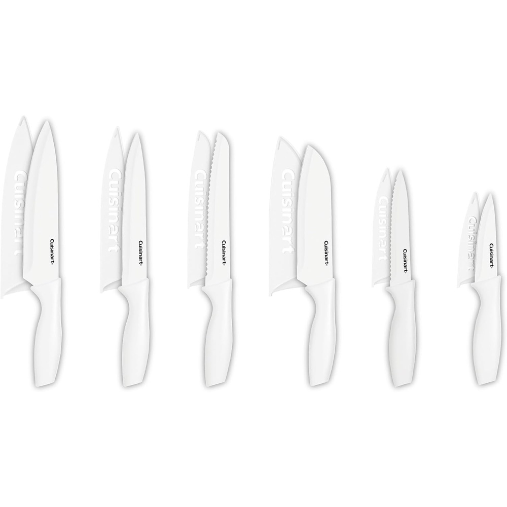image:imageCuisinart Knife Set 12pc Ceramic Coated Knife Set with 6 Blades amp 6 Blade Guards Lightweight Stainless Steel Durable amp Dishwasher Safe Soft BlackWhite