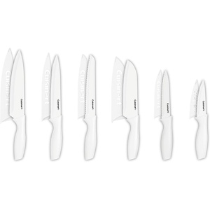 Cuisinart Knife Set, 12pc Ceramic Coated Knife Set with 6 Blades & 6 Blade Guards, Lightweight, Stainless Steel, Durable & Dishwasher Safe (Soft Black)(White)