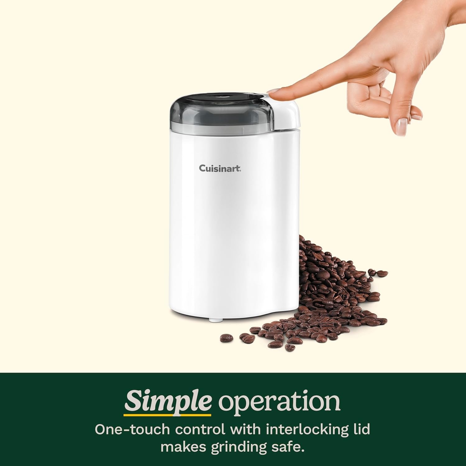 image:imageCuisinart Coffee Grinder One Touch Control Coffee Bean Grinder with Stainless Steel Bowl and Blades 25 oz70g Capacity Enough for 12 Cups OnOff Switch with Safety Interlock DCG20N WhiteWhite