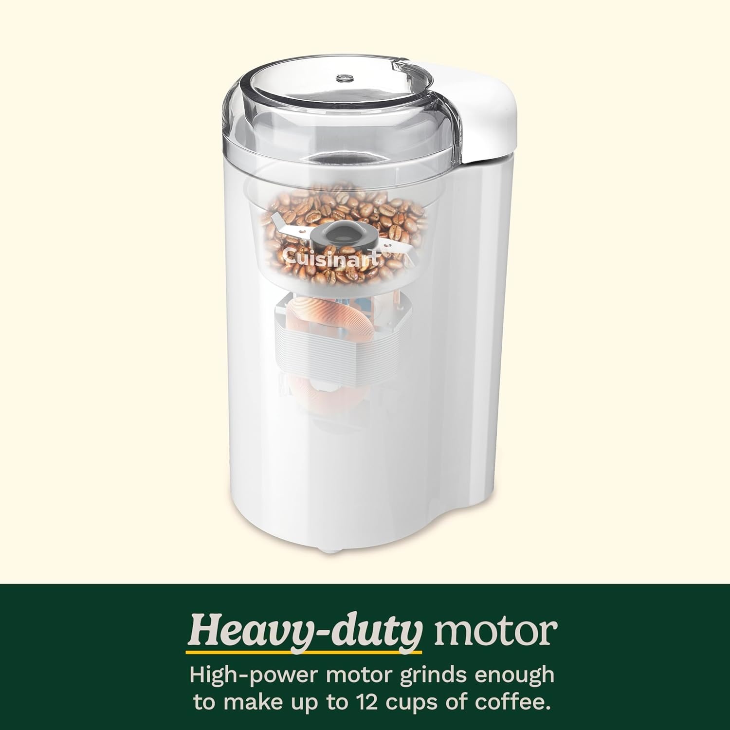 image:imageCuisinart Coffee Grinder One Touch Control Coffee Bean Grinder with Stainless Steel Bowl and Blades 25 oz70g Capacity Enough for 12 Cups OnOff Switch with Safety Interlock DCG20N WhiteWhite
